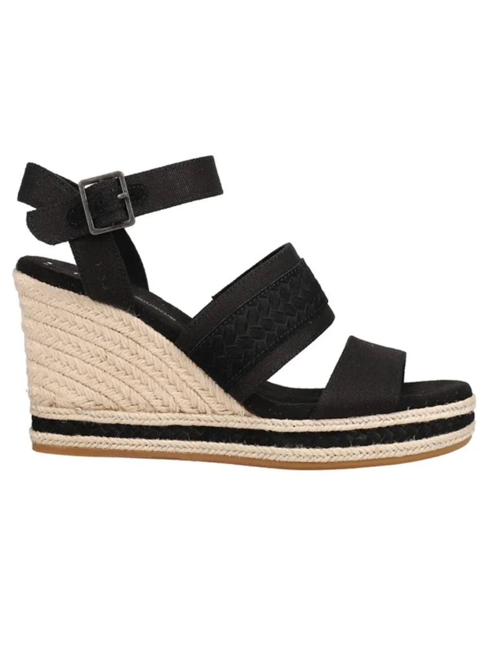 Toms Madelyn Braided Wedge Sandal for Women - Black, Size 6, New with Tag